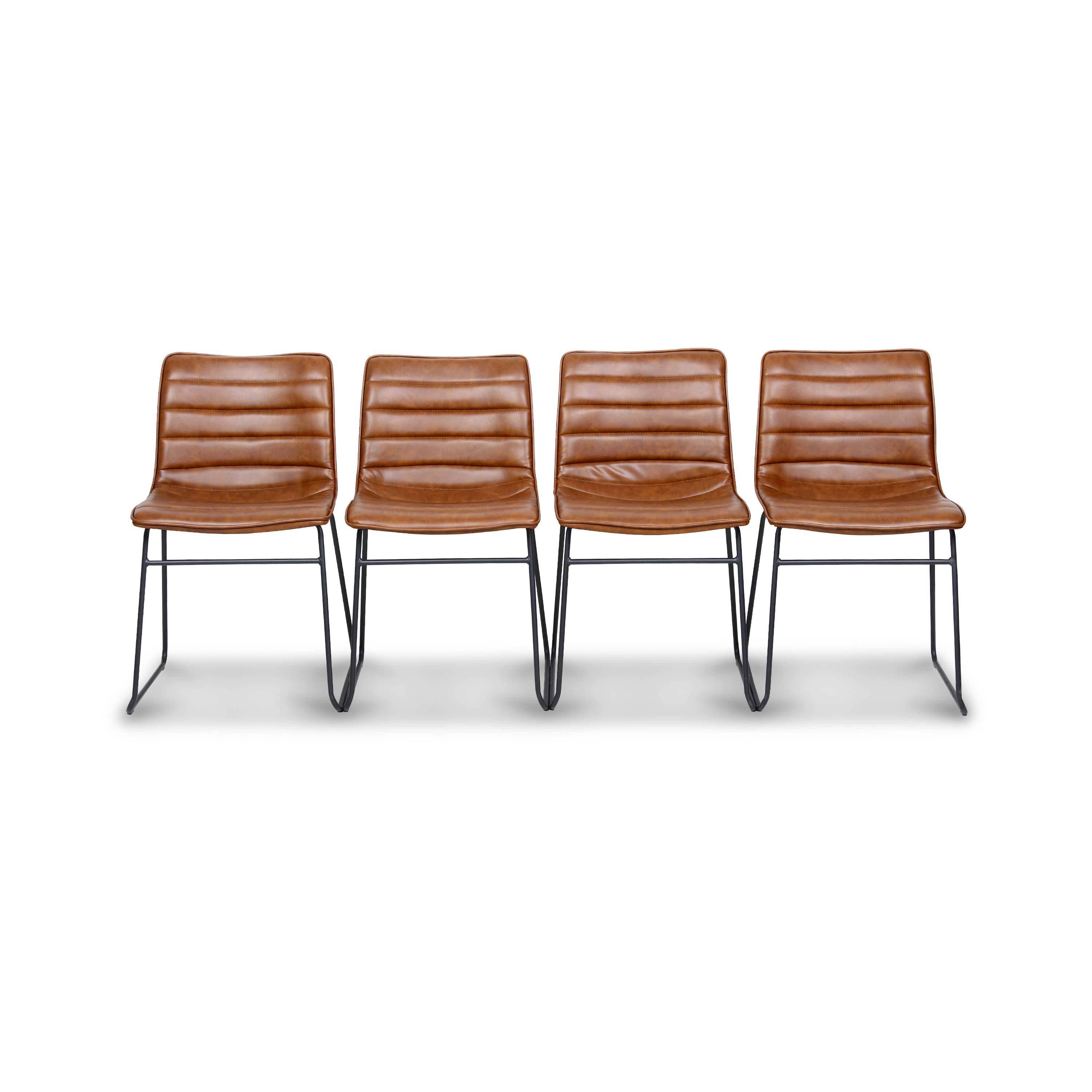 Lot de 4 chaises marron – Mumbai – chaises en simili cuir , pieds en métal, L55x P45 x H78cm,sweeek,Photo1