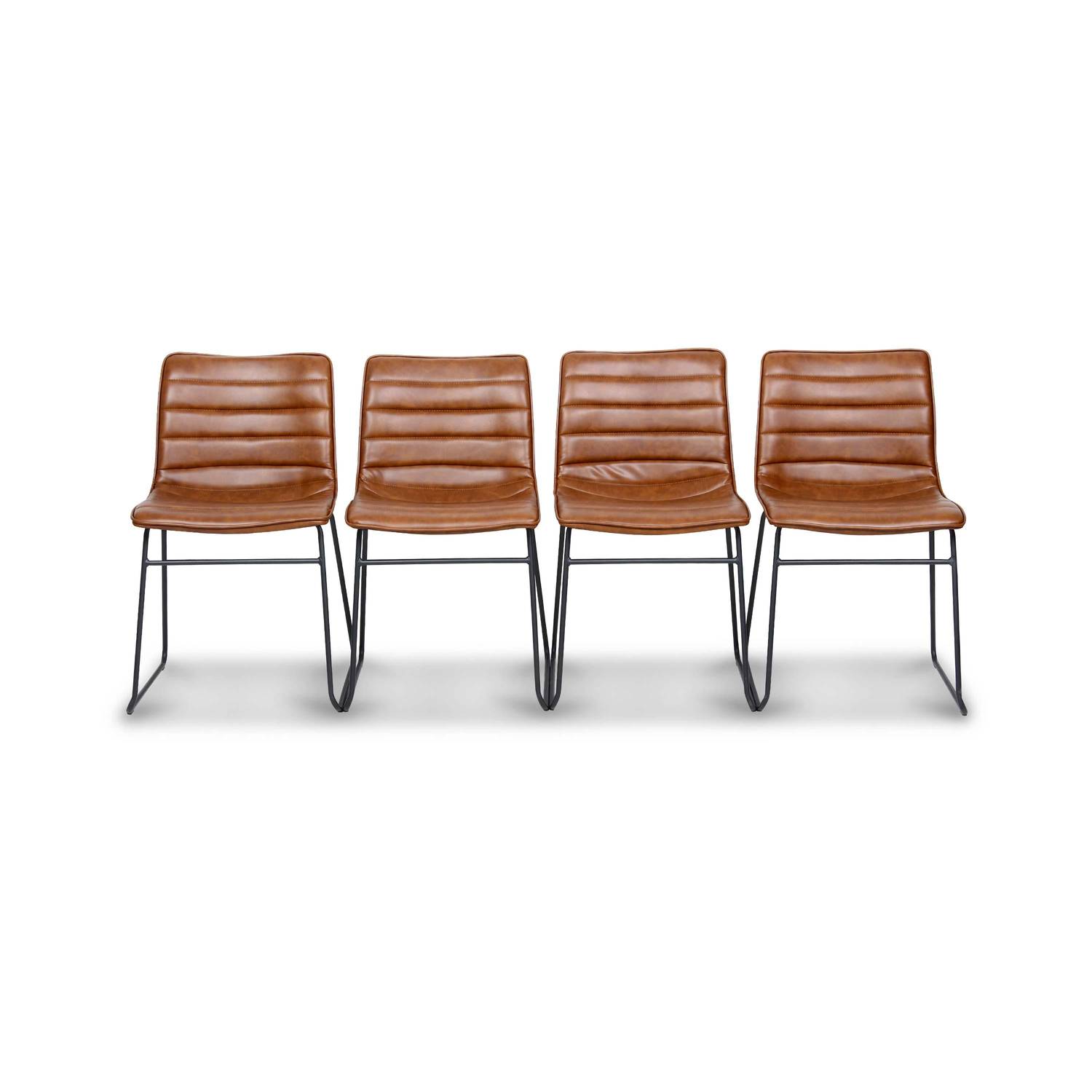 Set van 4 stoelen, kunstleer, metalen poten -  Bruin Photo1