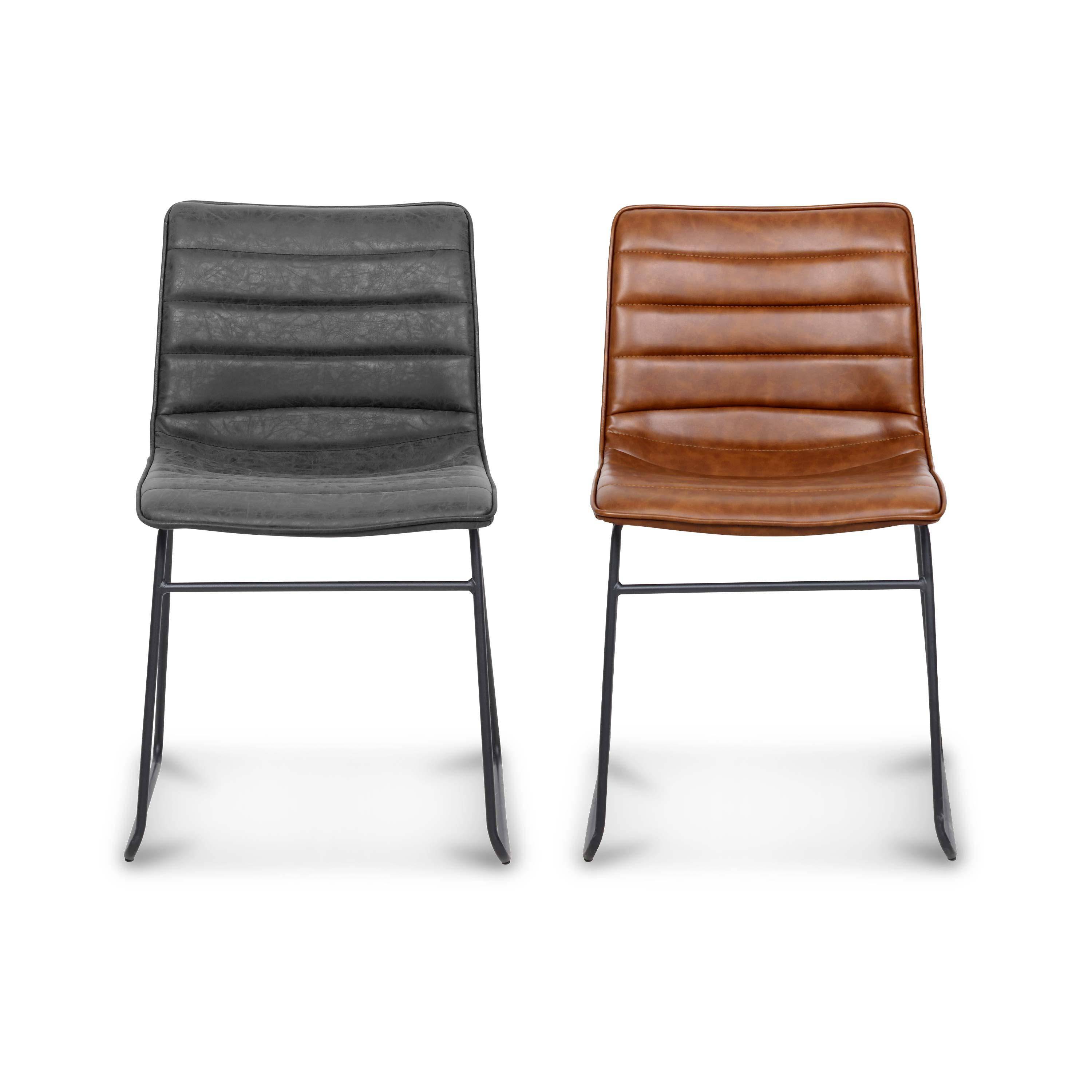 Lot de 4 chaises marron – Mumbai – chaises en simili cuir , pieds en métal, L55x P45 x H78cm,sweeek,Photo5