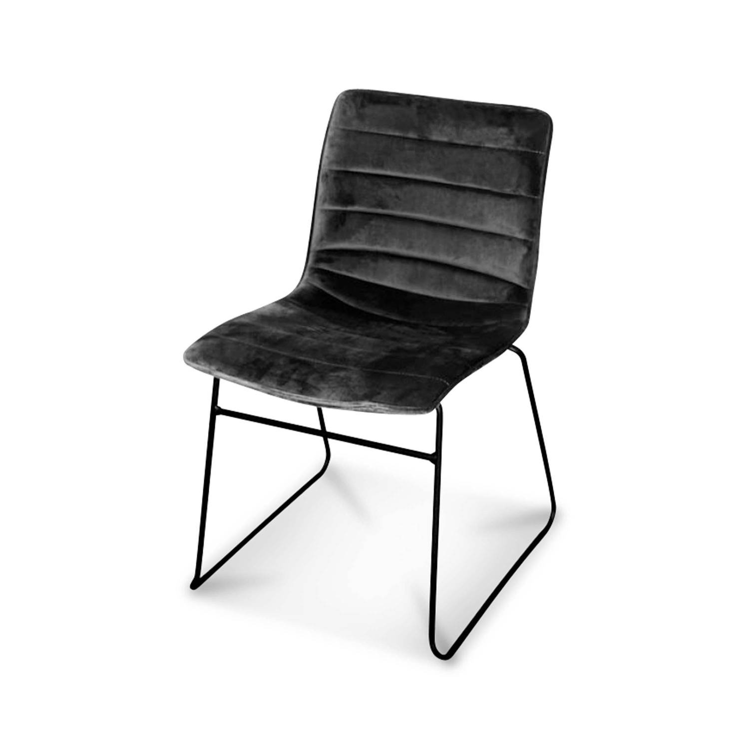 Set van 4 velours stoelen met metalen poten - Zwart Photo7