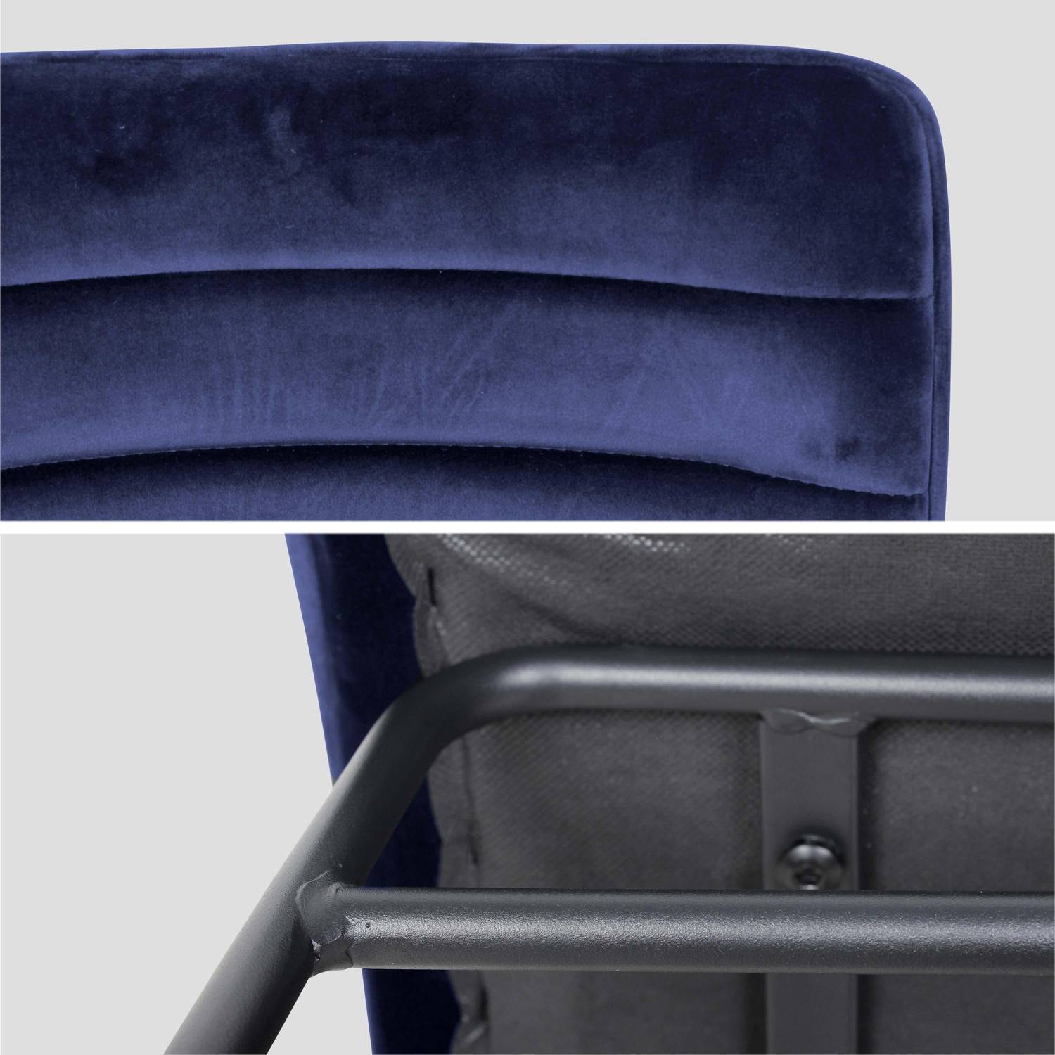 Set van 4 velours stoelen met metalen poten - Blauw Photo6