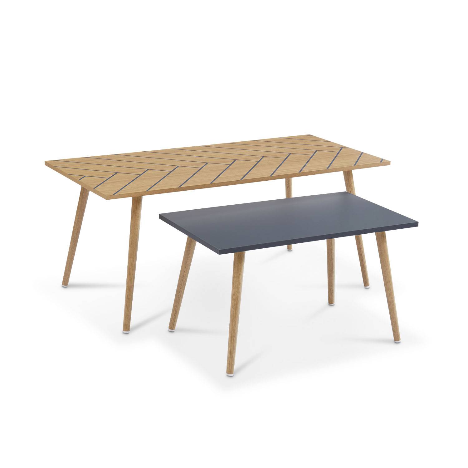 Set di 2 tavolini, colore naturale e grigio - Etnik  | sweeek