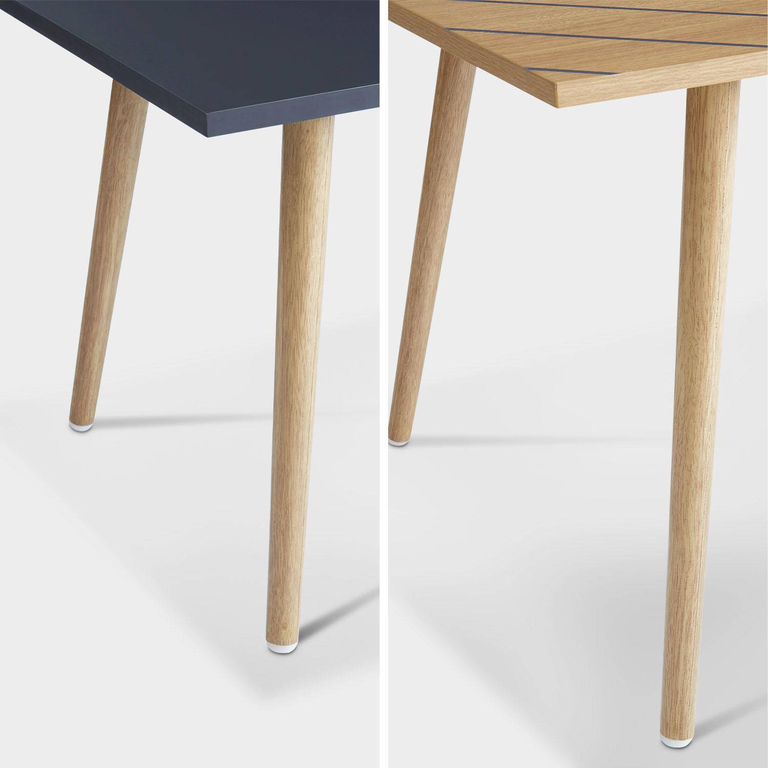 Set di 2 tavolini da caffè, colore naturale e grigio - 110x50x45,5cm e 70x40x39cm - Etnik - struttura in legno massello di eucalipto, design scandinavo Photo4