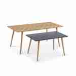 Set di 2 tavolini da caffè, colore naturale e grigio - 110x50x45,5cm e 70x40x39cm - Etnik - struttura in legno massello di eucalipto, design scandinavo Photo1