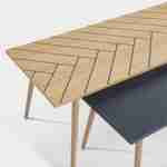 Set di 2 tavolini da caffè, colore naturale e grigio - 110x50x45,5cm e 70x40x39cm - Etnik - struttura in legno massello di eucalipto, design scandinavo Photo3