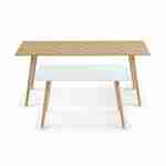 Conjunto de 2 mesas de centro em madeira, 110x50x45,5cm y 70x40x39cm, base em madeira maciça de eucalipto, desenho escandinavo , com detalhes na cor branca  - ETNIK Photo2