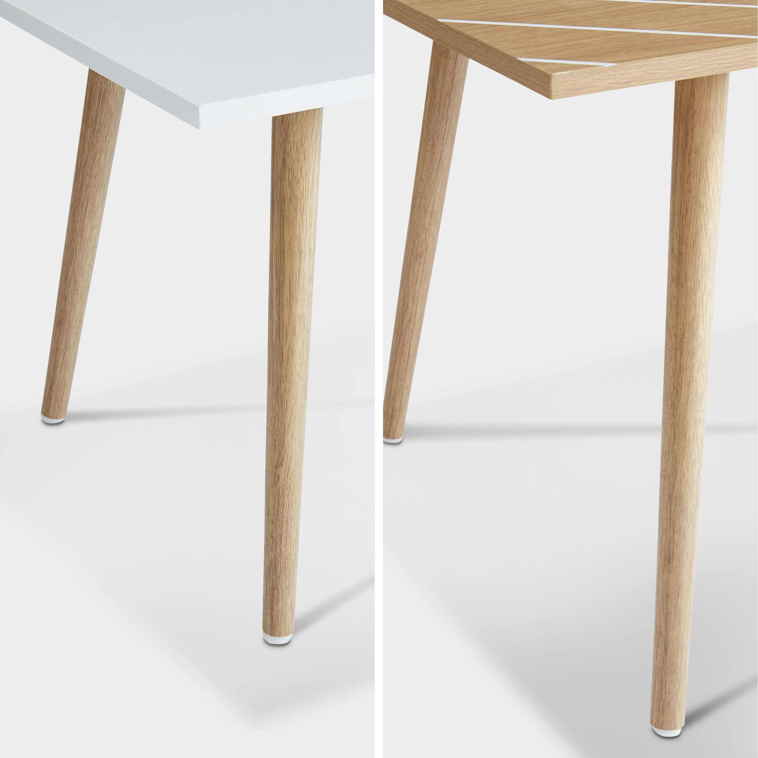 Set di 2 tavolini da caffè, colore naturale e bianco - 110x50x45,5cm e 70x40x39cm - Etnik - struttura in legno massello di eucalipto, design scandinavo Photo4