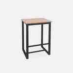 Set table haute rectangulaire LOFT avec 4 tabourets de bar, acier et décor bois, encastrable, design Photo5