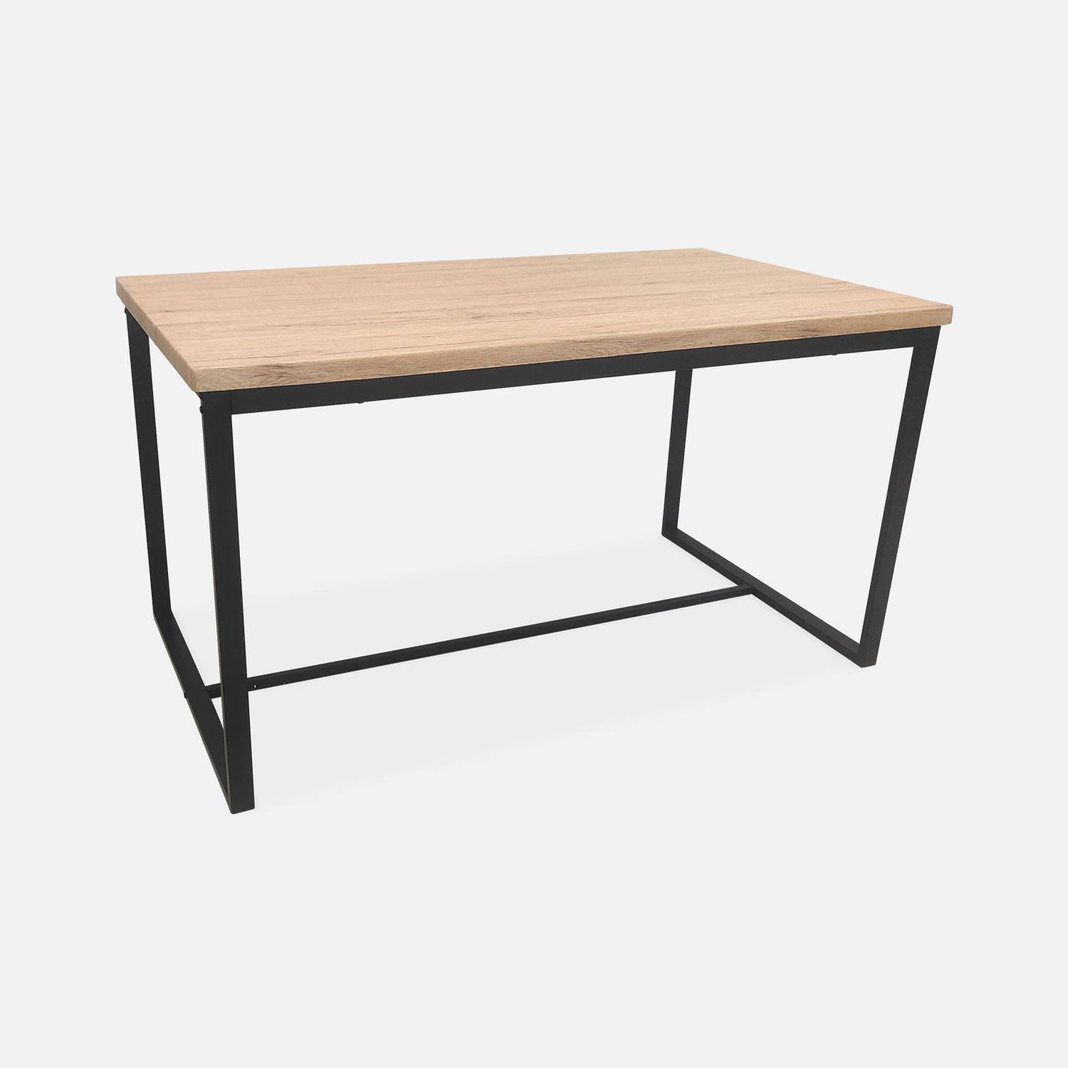 Set LOFT table rectangulaire en acier noir L140x l80 x H75cm, 2 bancs de L120x l35x H46cm, 4 places,sweeek,Photo5