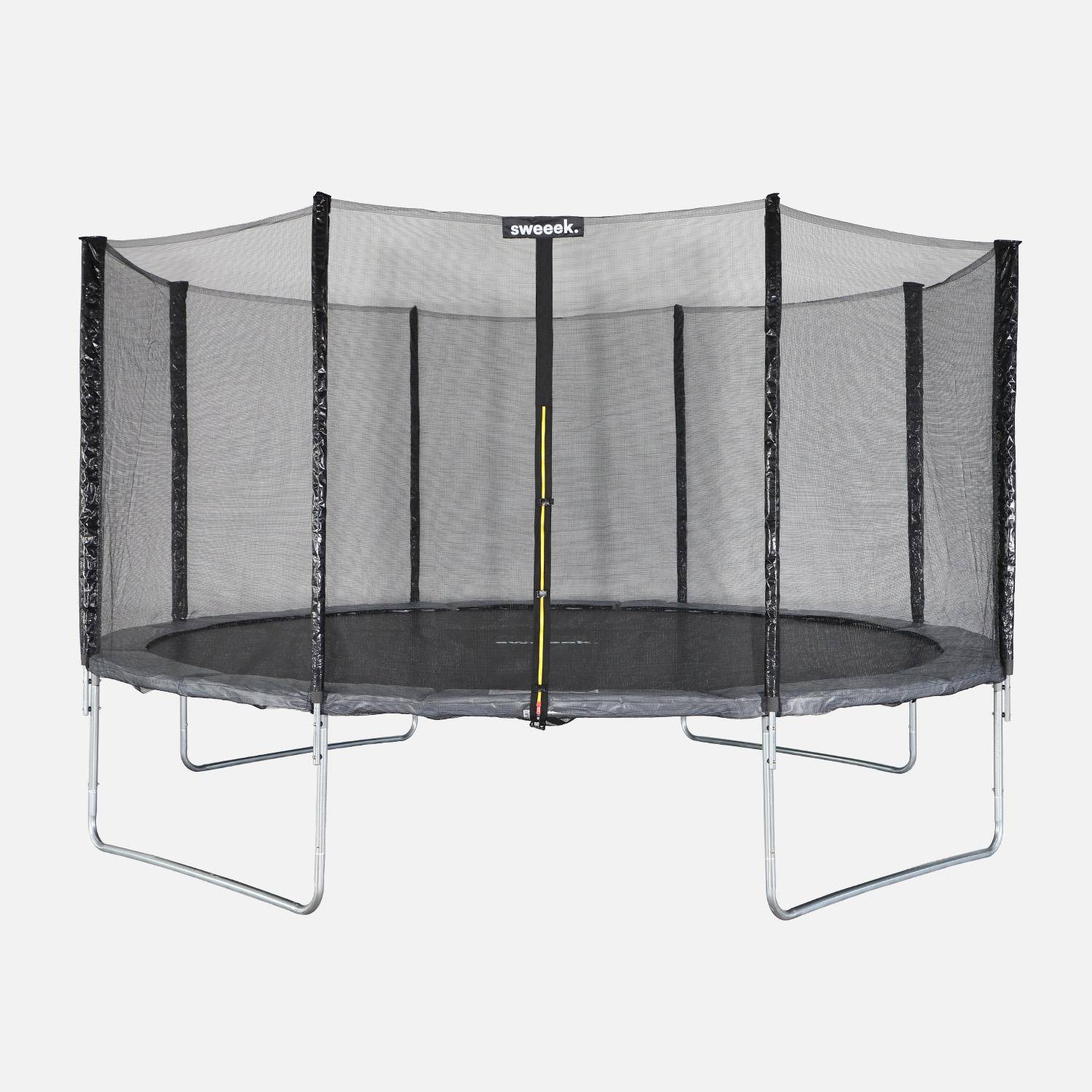 Trampoline rond Ø 430cm gris avec son filet de protection - Vénus - Trampoline de jardin 430cm 4m| Qualité PRO. | Normes EU,sweeek,Photo2