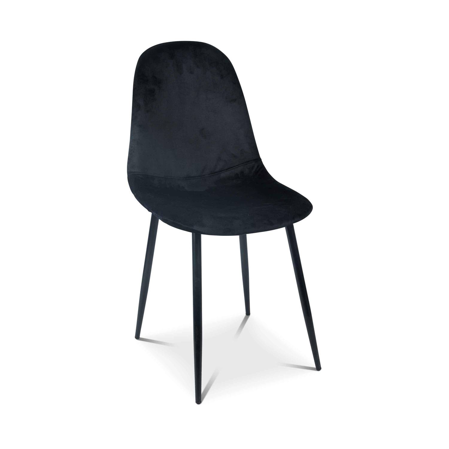 Lot de 4 chaises – Bombay – chaises en velours, pieds en métal, vintage, confortable, design, piétement en acier, L44x P53 x H88cmn noires Photo2