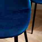 Set van 4 stoelen - Bombay - velours stoelen, metalen poten, vintage, comfortabel, design, stalen onderstel, B44xD53 x H88cmn - Blauw Photo2
