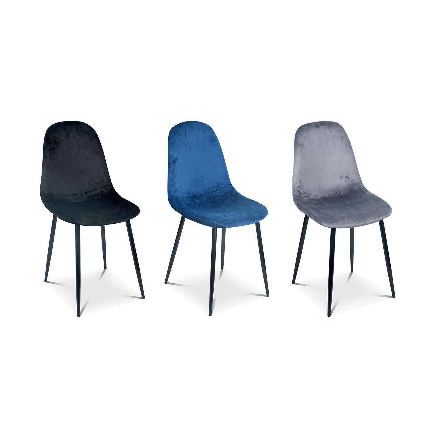 Set van 4 stoelen - Bombay - velours stoelen, metalen poten, vintage, comfortabel, design, stalen onderstel, B44xD53 x H88cmn - Donkergrijs Photo7