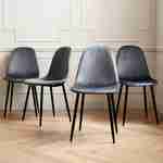4er-Set Stühle – Bombay – Samtstühle, Dunkelgrau, Metallbeine, Vintage, bequem, Design, Stahlrahmen, B44x T53 x H88cm Photo1