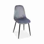 4er-Set Stühle – Bombay – Samtstühle, Dunkelgrau, Metallbeine, Vintage, bequem, Design, Stahlrahmen, B44x T53 x H88cm Photo4