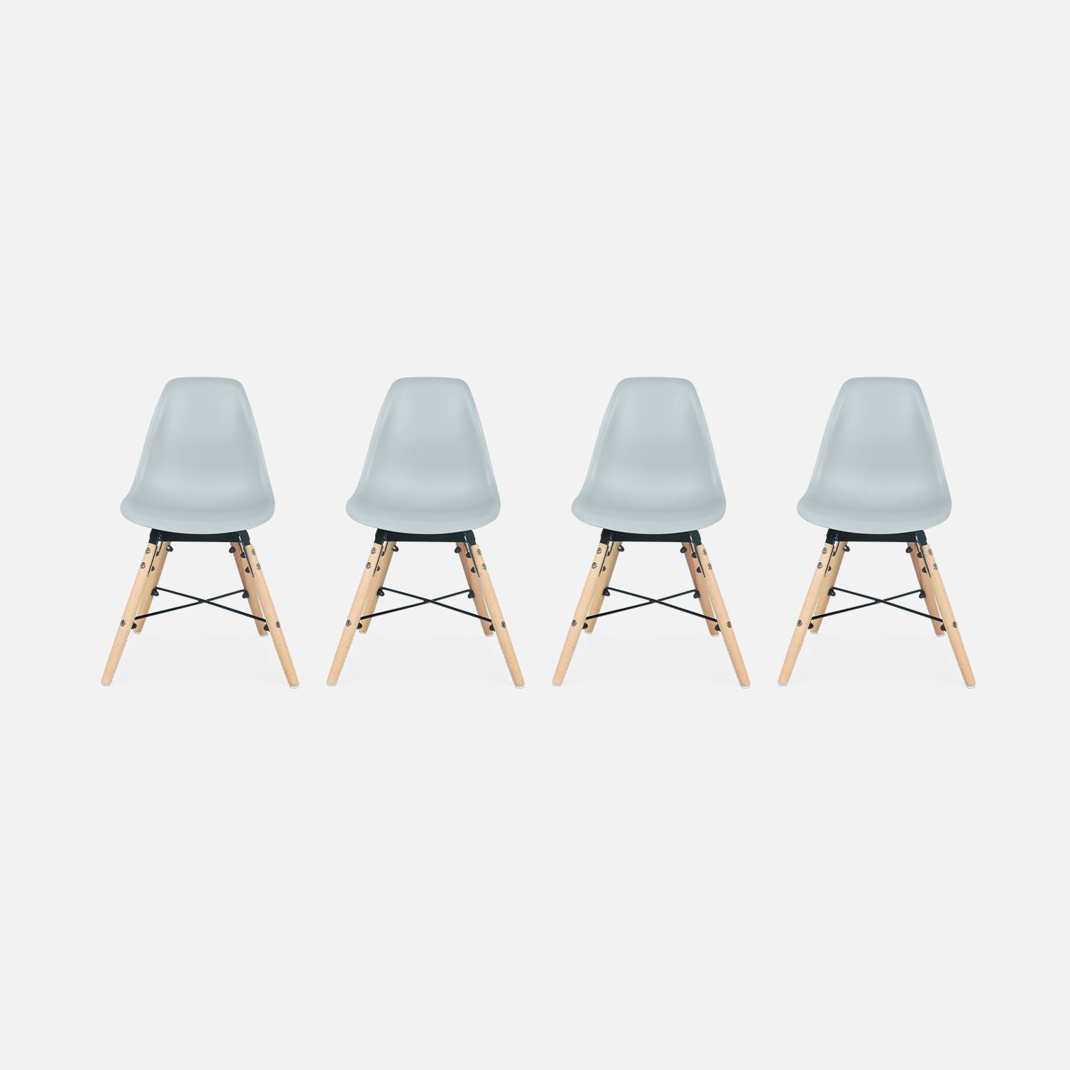4er-Set Kinderstühle Grau in skandinavischem Stil, Buchenholz, B30,5 x T36 x H56cm, CHARLIE | sweeek