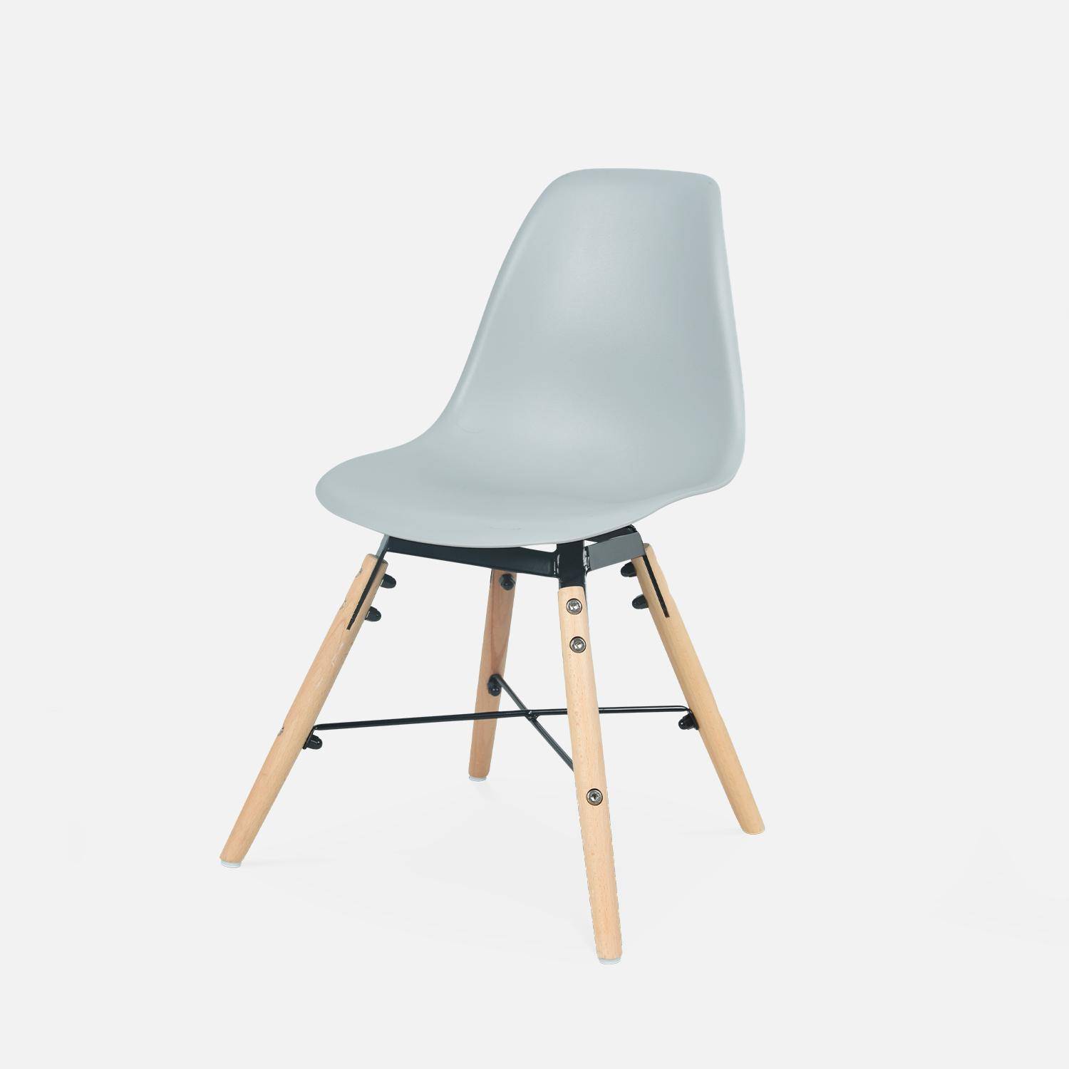 Set di 4 sedie grigie per bambini, legno di faggio, L30.5x P36 x H56cm, CHARLIE,sweeek,Photo2
