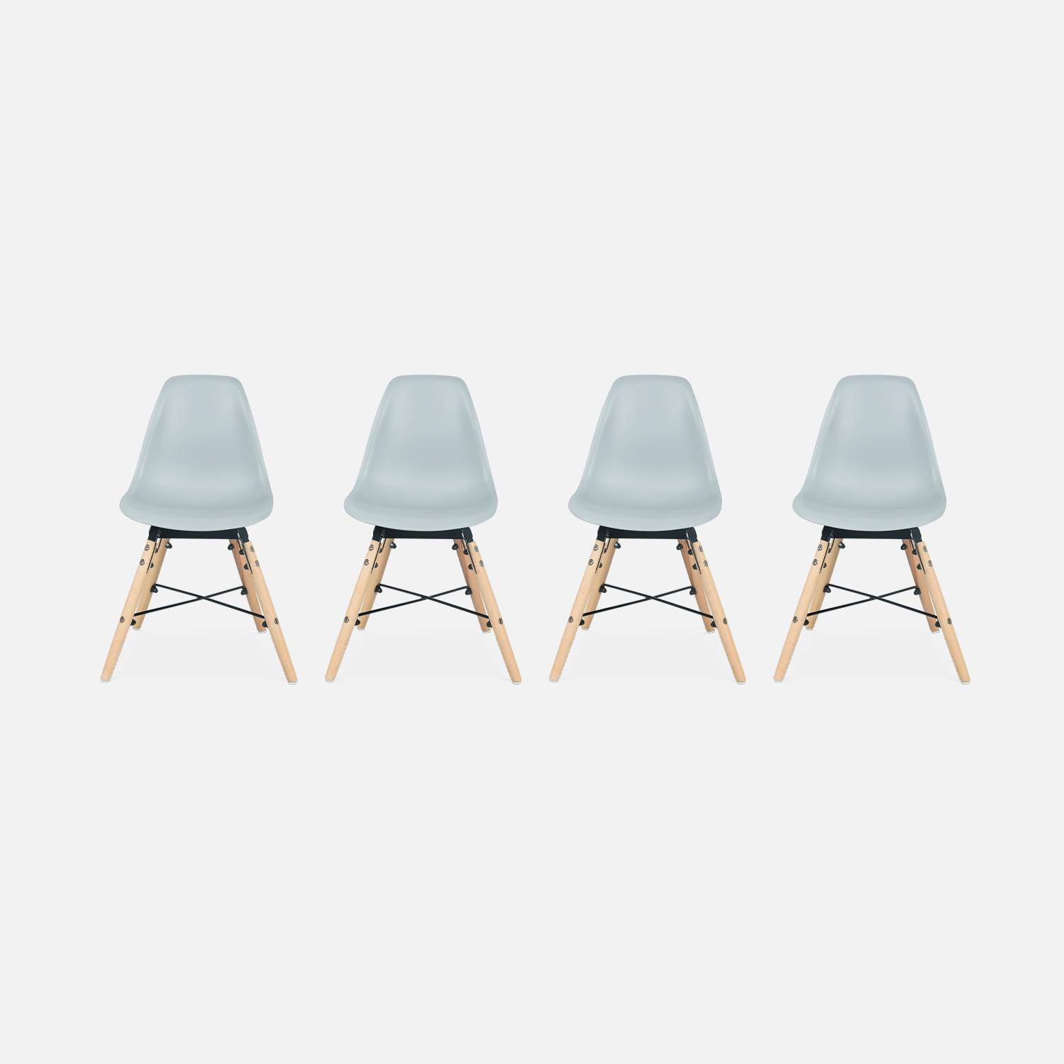Set di 4 sedie grigie per bambini, legno di faggio, L30.5x P36 x H56cm, CHARLIE,sweeek,Photo1