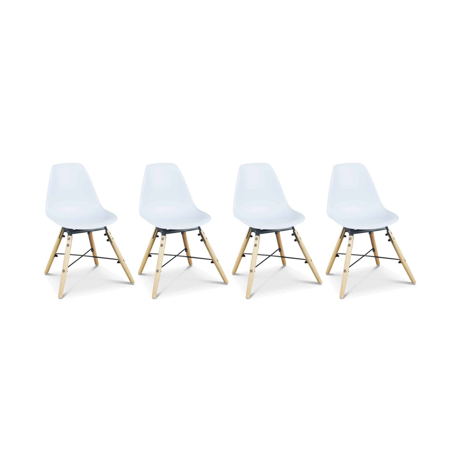 4er-Set Kinderstühle Weiß in skandinavischem Stil, Buchenholz, B30,5 x T36 x H56cm, CHARLIE | sweeek