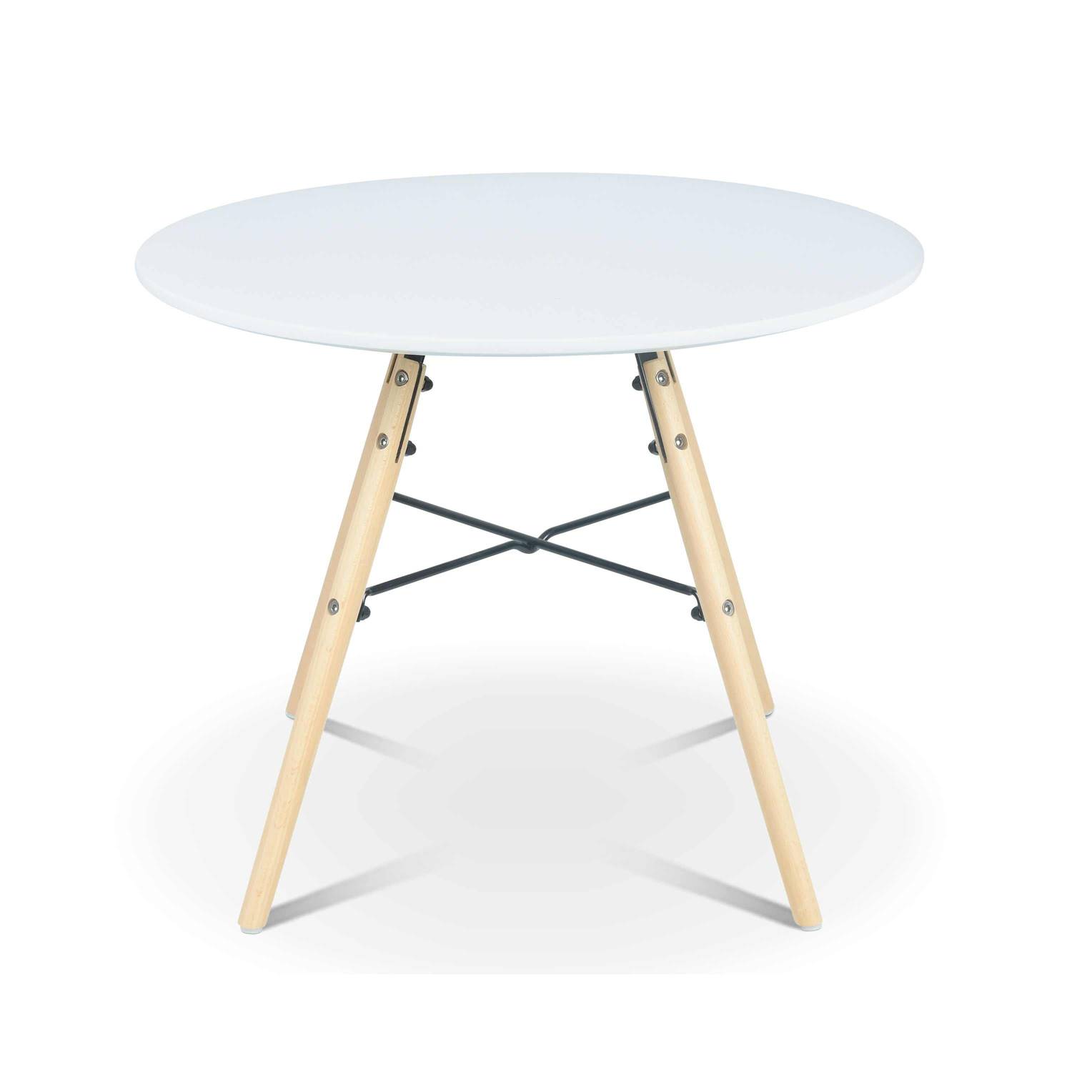 Table ronde blanche scandinave pour enfant CHARLIE - bois de hêtre et blanc, Ø60x H48cm Photo2