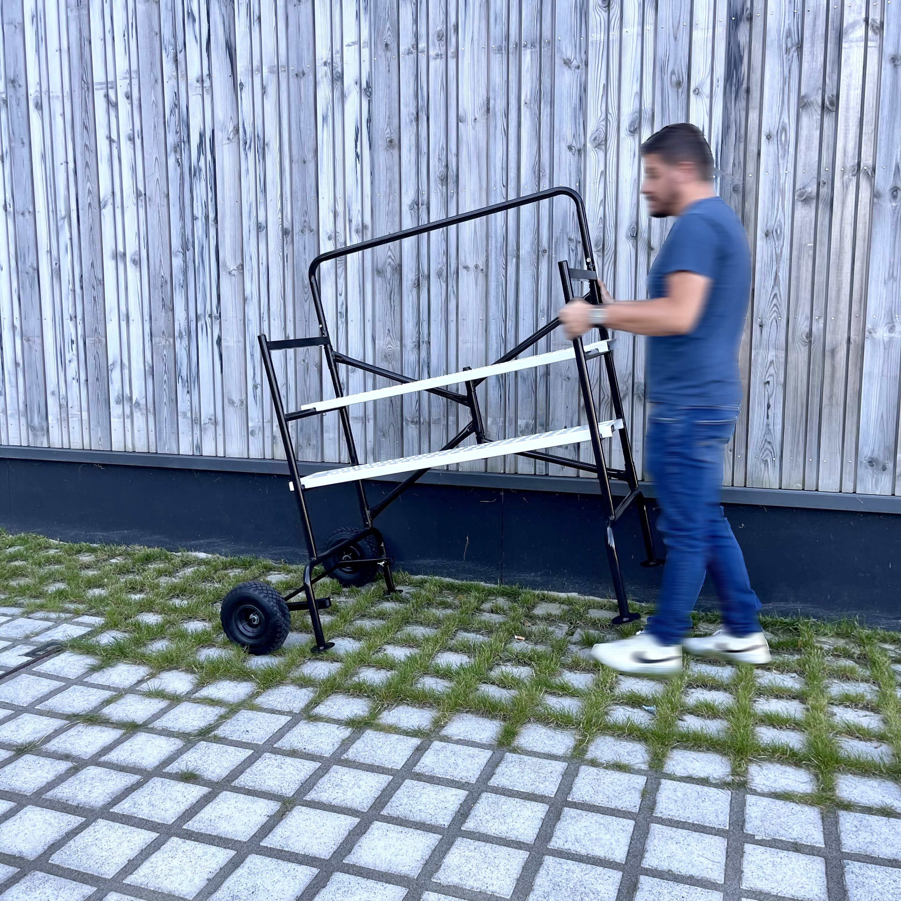Rolling and folding scaffolding on two levels - mobile, 2 wheels, L140x W78 x H135cm open, weight capacity 150 kgs Photo6