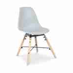 Table ronde et lot de 4 chaises grises scandinaves pour enfant CHARLIE - bois de hêtre, gris et blanc, Ø60x H48cm Photo3