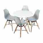 Table ronde et lot de 4 chaises grises scandinaves pour enfant CHARLIE - bois de hêtre, gris et blanc, Ø60x H48cm Photo1