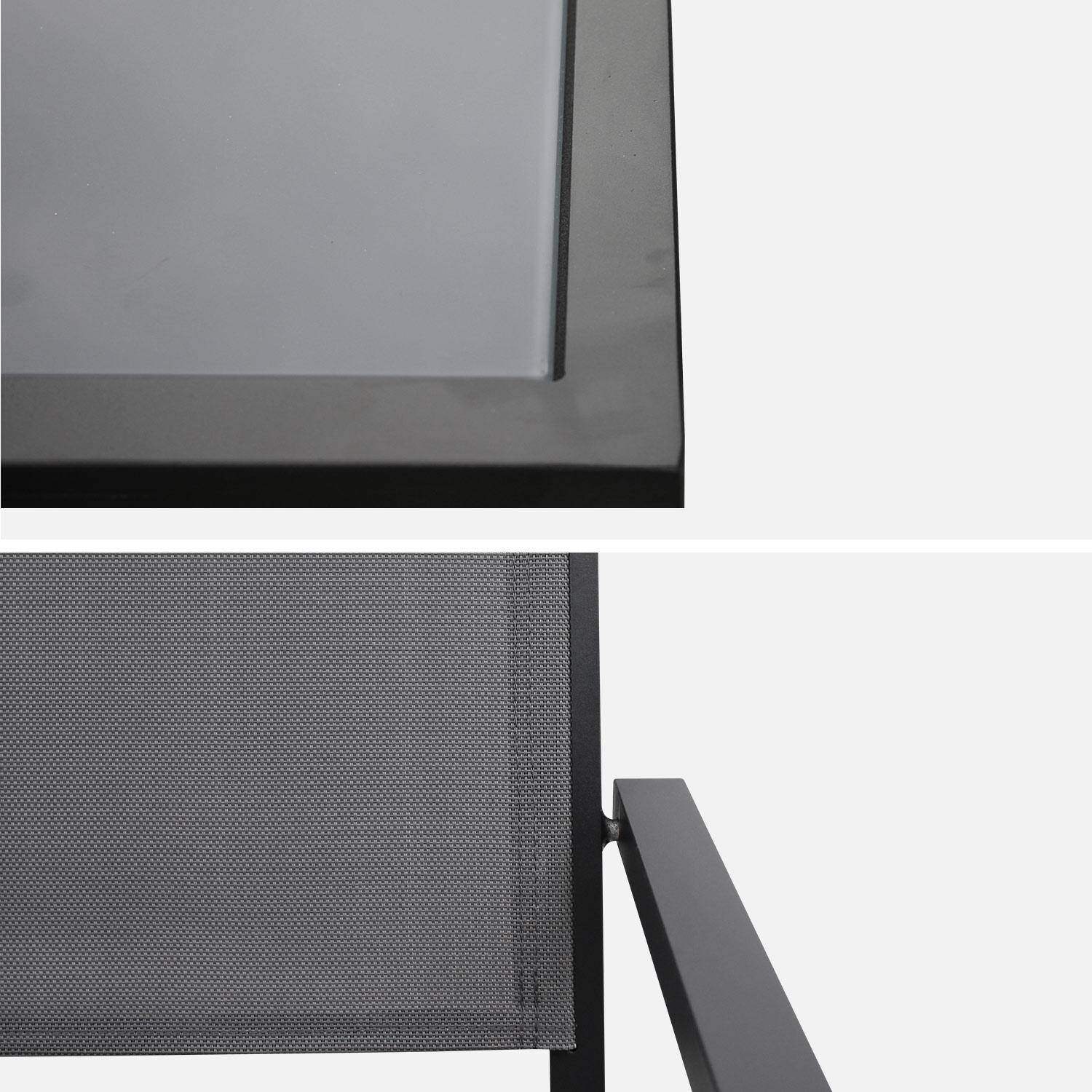 Ensemble Capua, 1 table 150cm et 6 fauteuils en aluminium et textilène Photo8
