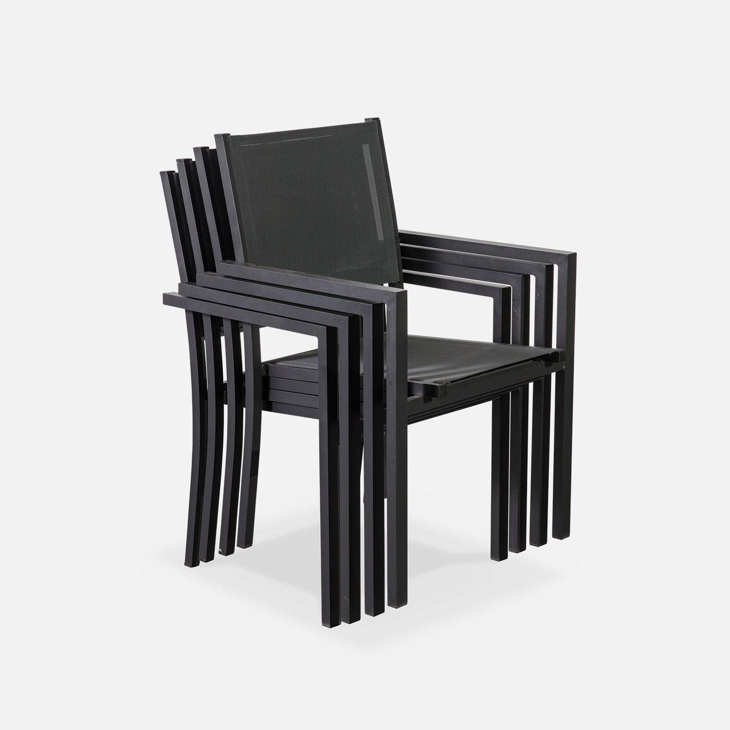 Ensemble Capua, 1 table 150cm et 6 fauteuils en aluminium et textilène Photo7