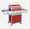 Barbecue au gaz Richelieu rouge, 4 brûleurs dont 1 feu latéral 14kW, côté grill et plancha | sweeek