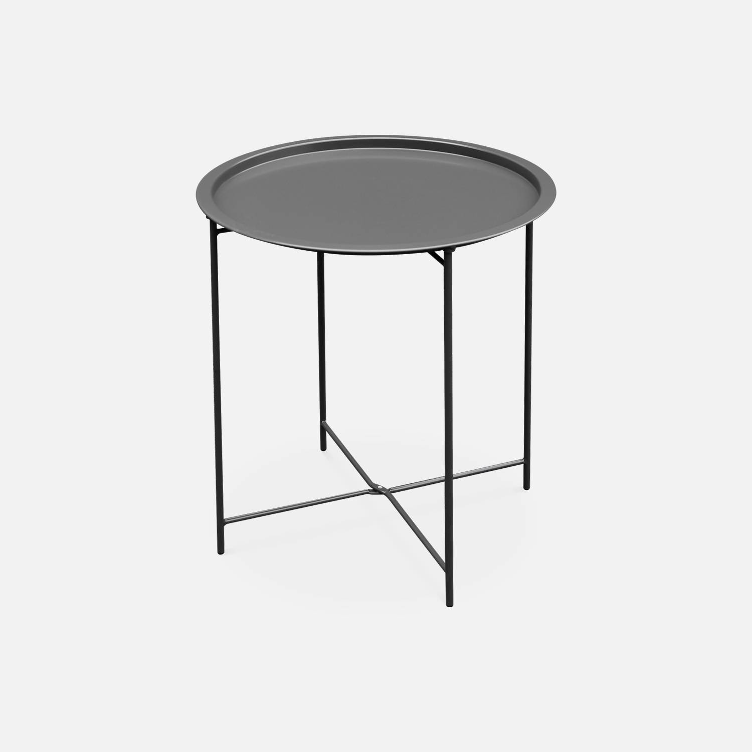 Side table Alexia Ø46cm in powder coated steel, Anthracite grey | sweeek