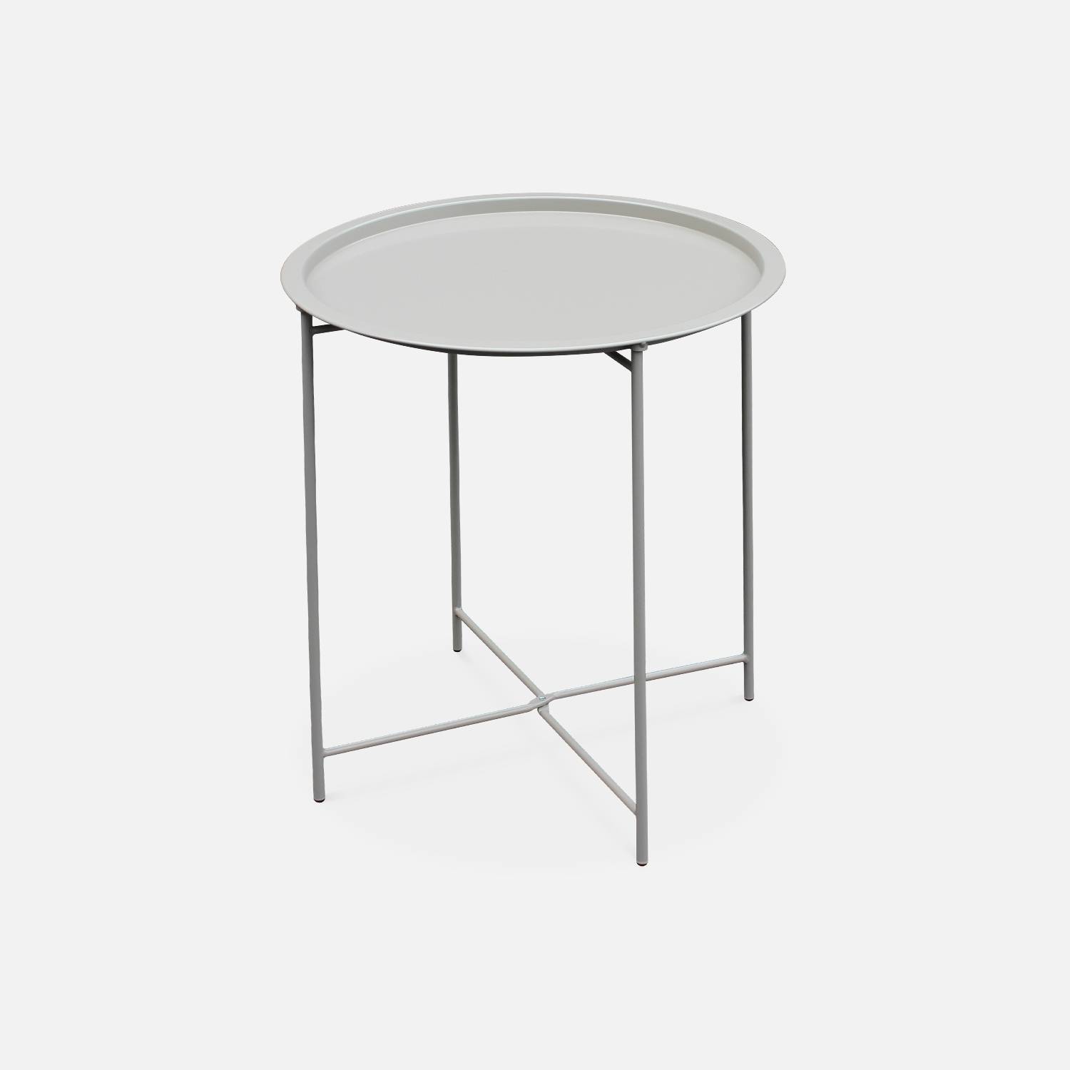 Side table Alexia Ø46cm in powder-coated steel, Taupe grey | sweeek