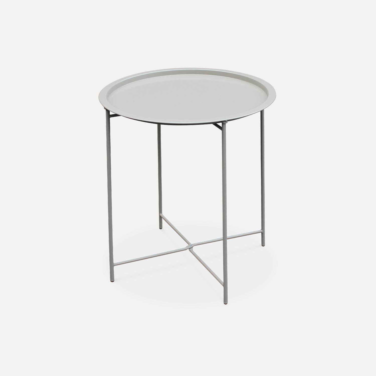 Table basse ronde – Alexia gris taupe – Table d'appoint ronde Ø46cm, acier thermolaqué Photo2