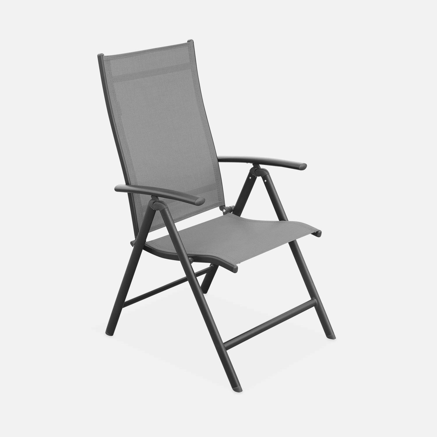Ensemble Naevia 1 table et 8 fauteuils en aluminium et textilène Photo2