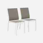 Lot de 2 chaises - Orlando Blanc / Taupe - En aluminium blanc et textilène taupe, empilables Photo1