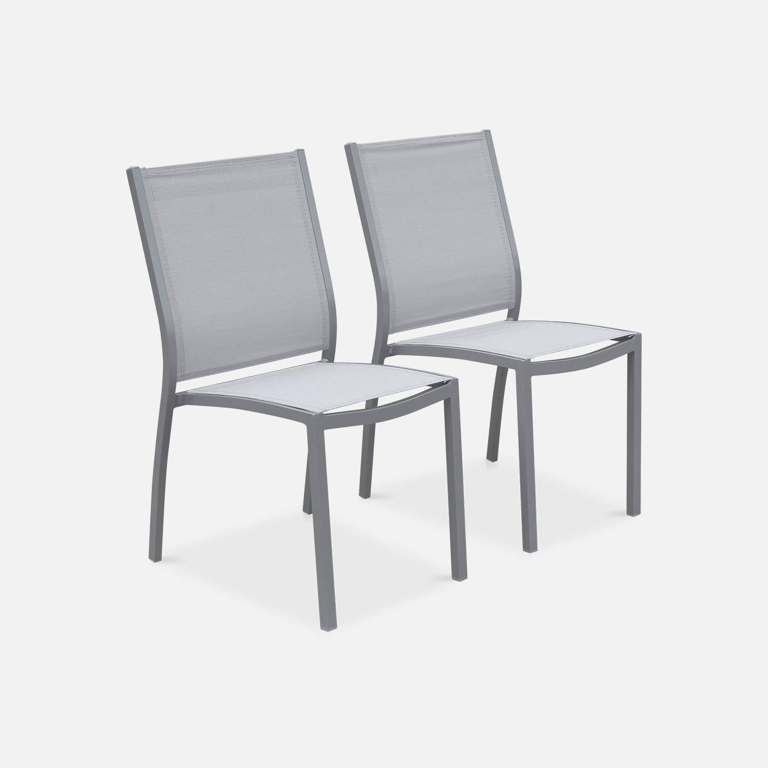 Lot de 2 chaises Orlando en aluminium et textilène empilables Photo1