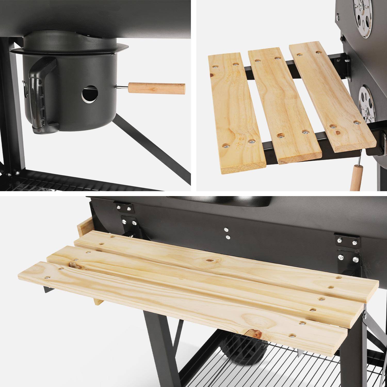 American-style charcoal smoker barbecue, Serge, Black, 114x35x79 cm Photo4
