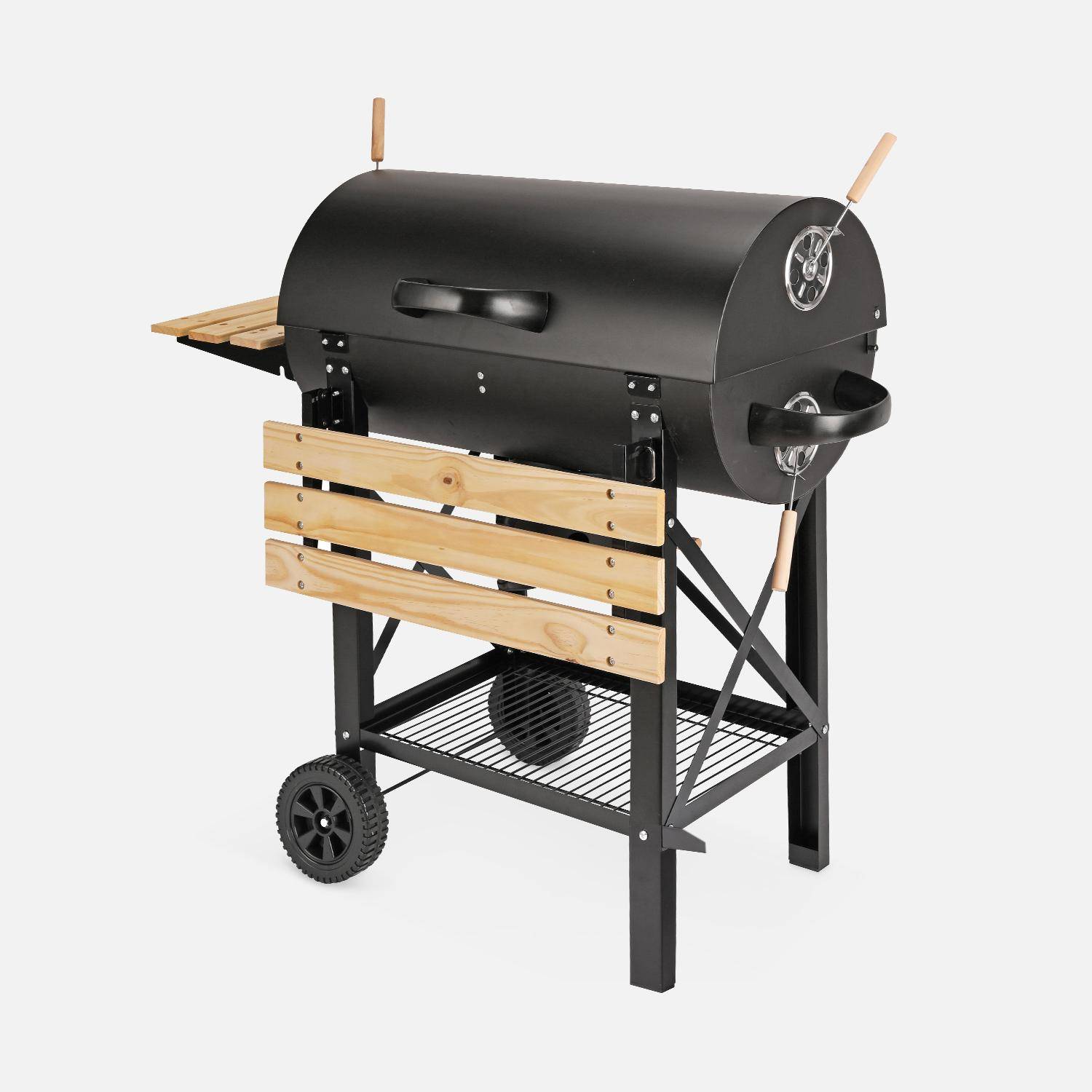 Barbecue americano a carbonella - Serge nero - Affumicatore americano con aeratori, raccogli cenere, fumatore,sweeek,Photo2