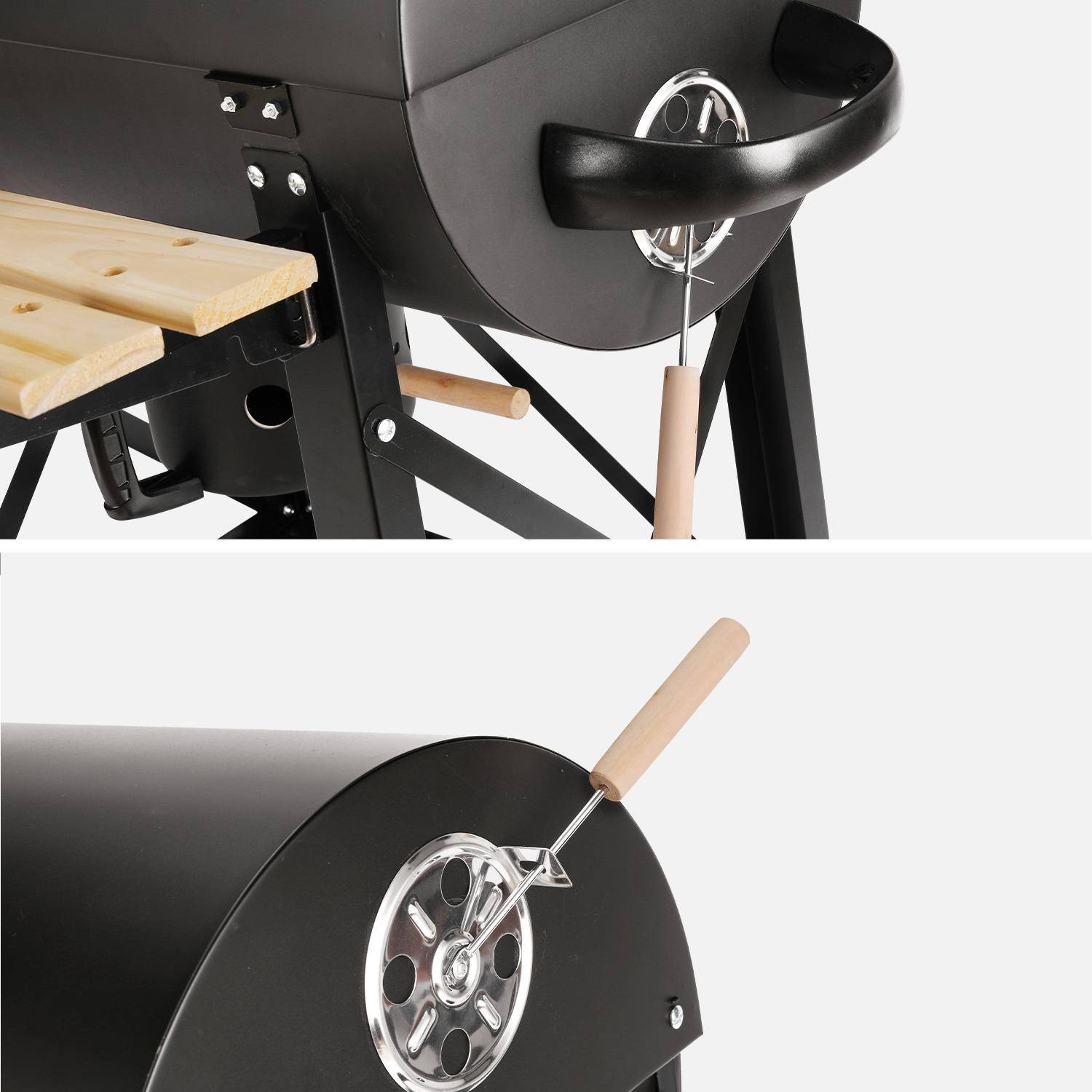 American-style charcoal smoker barbecue, Serge, Black, 114x35x79 cm Photo3