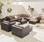 Ready assembled 14-seater polyrattan corner garden sofa set, Chocolate / Brown  | sweeek