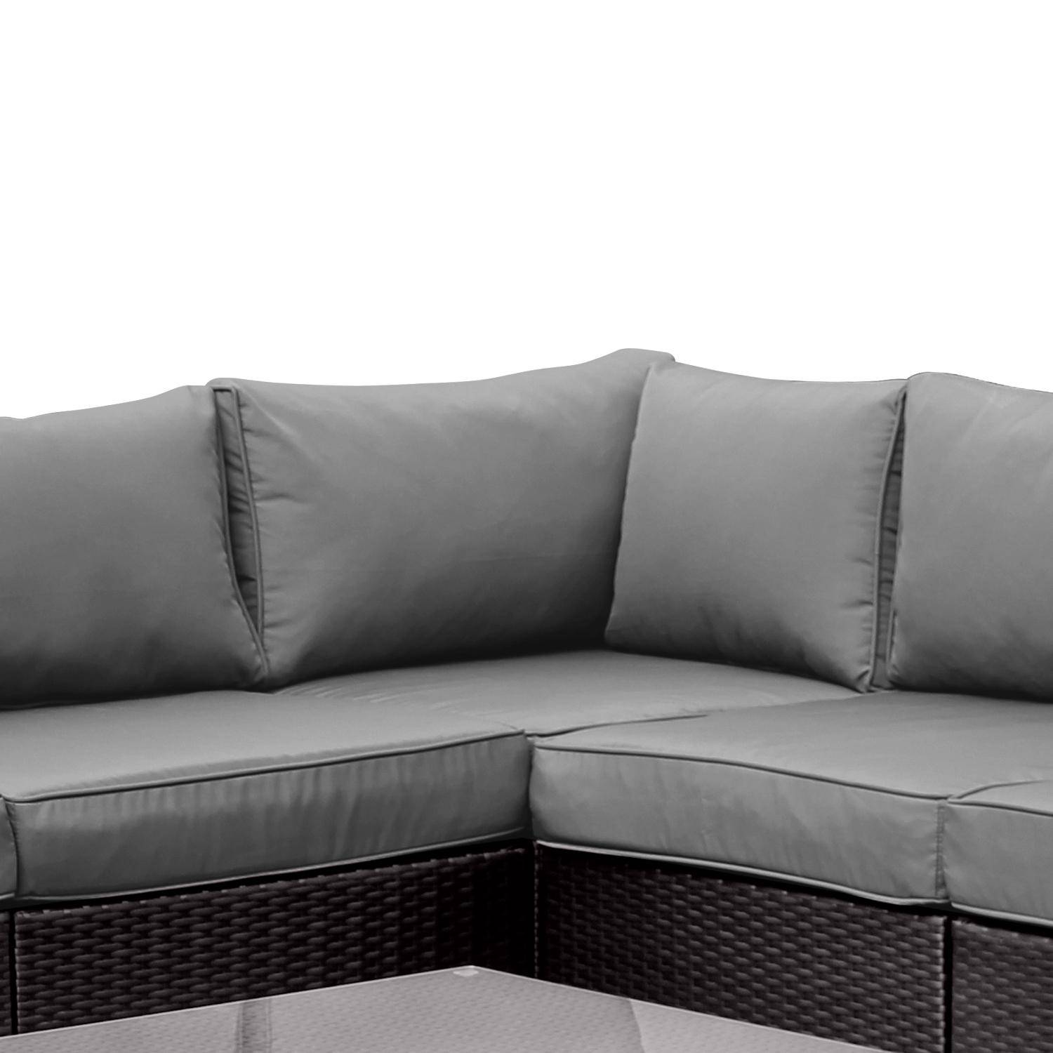Gartengarnitur aus Kunststoffrattan - Napoli - Schwarz, graue Kissen - 5 Plätze - 2 Sessel ohne Armlehnen, 3 Ecksessel, ein Couchtisch Photo3