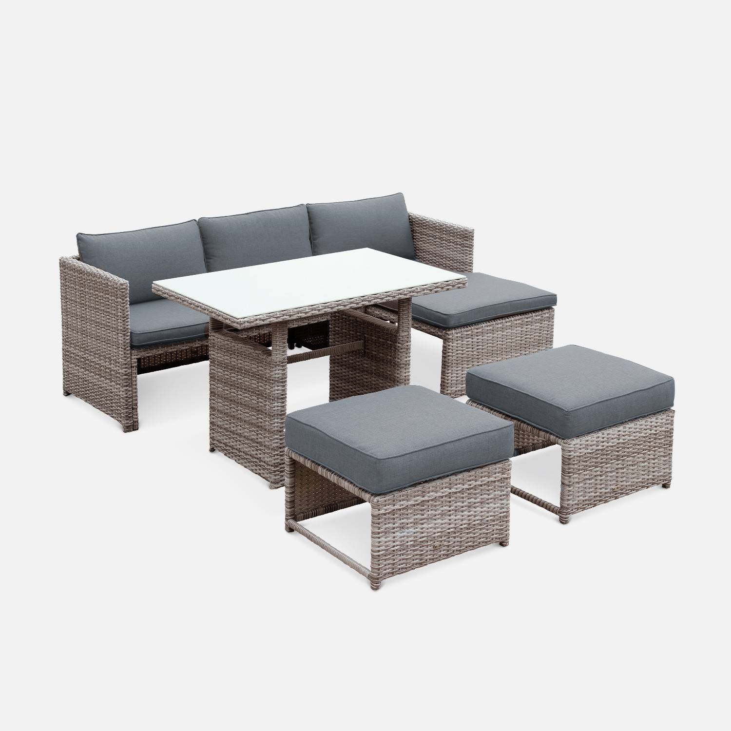 Mesa terraza, Conjunto de jardín, Varios tonos de grises, 6 plazas | Reggiano | sweeek