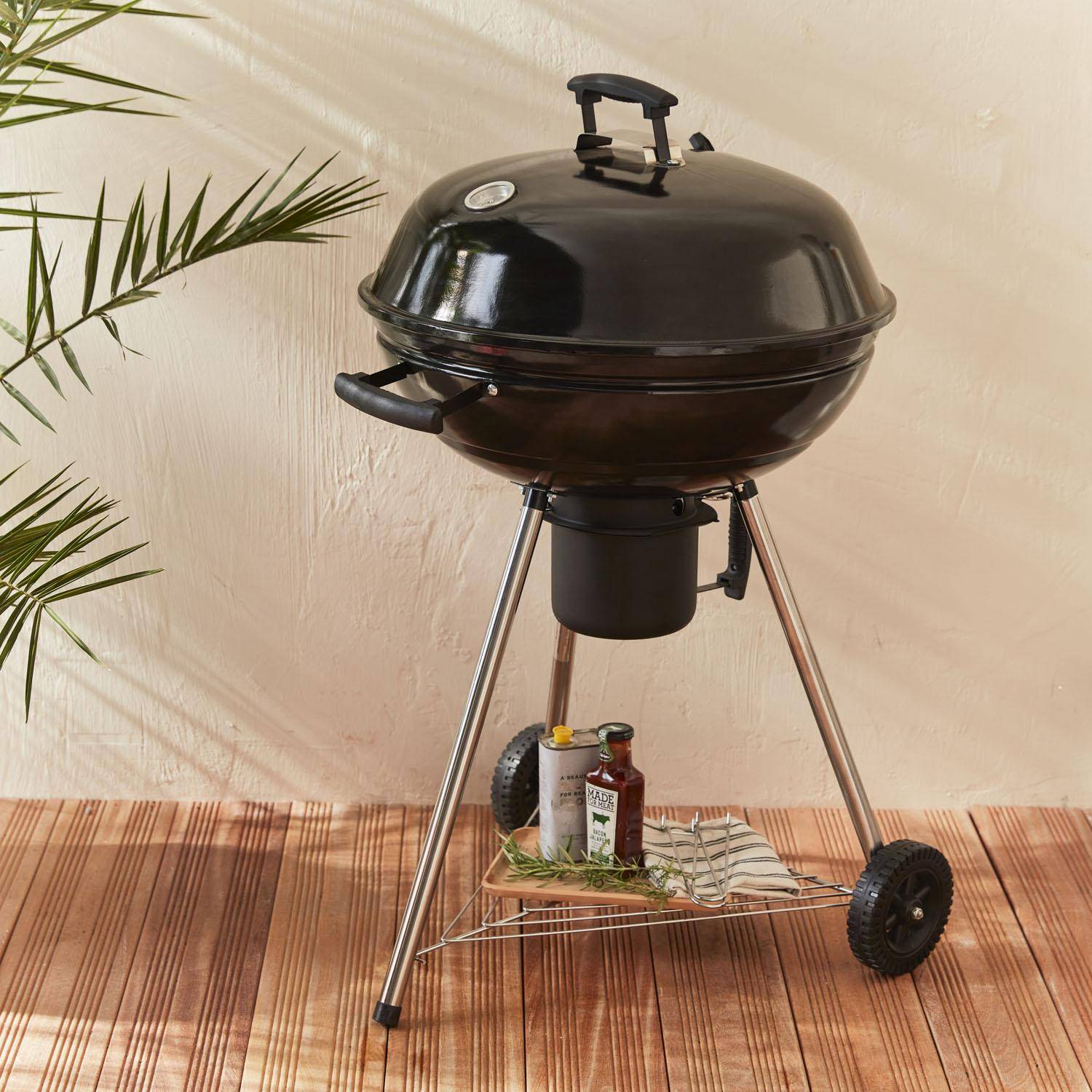 Holzkohlegrill 57cm Georges schwarz, Ascheschale, Chromgrill, Räucherofen