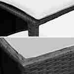 Conjunto de mesa y sillas de jardin ratan sintetico - Negro / marron, cojines crudo - 2 plazas - Doppio Photo6