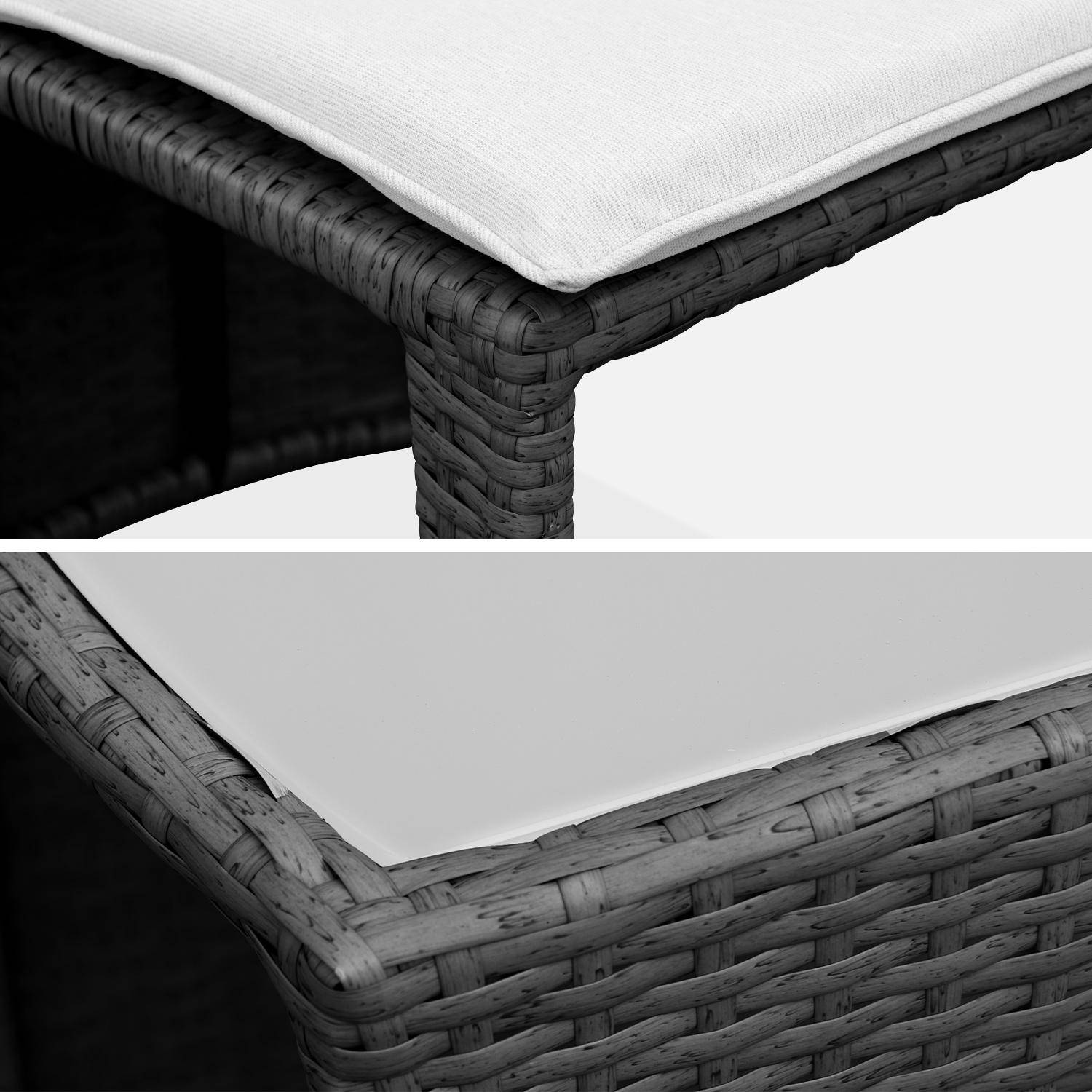 Gartentisch aus Kunststoffrattan - Doppio - Schwarz, ecrufarbene Kissen - 2 Plätze, zusammenschiebbar für Balkon und Terrasse Photo6