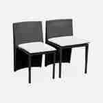 Conjunto de mesa y sillas de jardin ratan sintetico - Negro / marron, cojines crudo - 2 plazas - Doppio Photo5