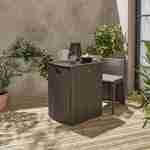 Gartentisch aus Kunststoffrattan - Doppio - Grau, graumelierte Kissen - 2 Plätze, eingebaut, spezieller Balkon oder kleine Terrasse Photo2