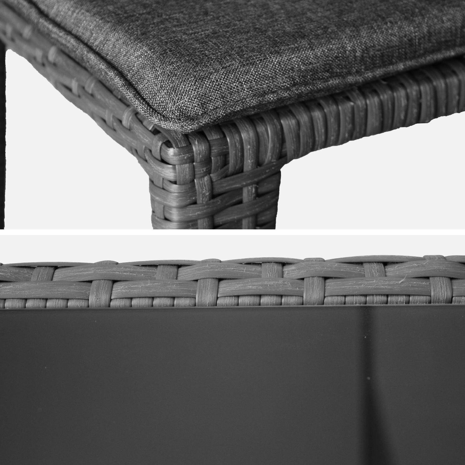 Tavolo da giardino in resina intrecciata - Doppio - colore: Grigio, cuscini, colore: Grigio chiné - 2 posti, a incasso, specialmente adatto per balcone o terrazza di piccole dimensioni Photo8