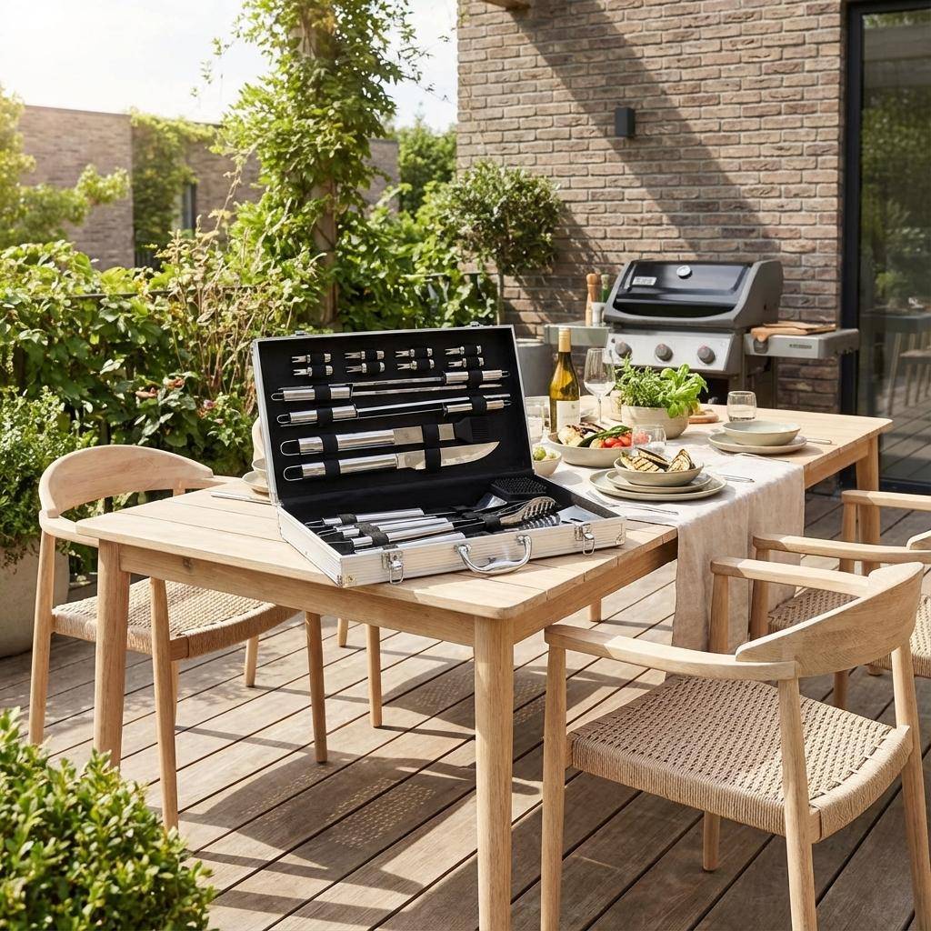 Barbecueset in koffer - 18 RVS onderdelen - voor barbecue en plancha ,sweeek,Photo1