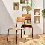 Gartenmöbel-Set aus Holz und Metall 180x90cm - Lima - Rechteckiger Tisch aus Akazie und Metall mit 4 Stühlen und 2 stapelbaren Sesseln Photo2